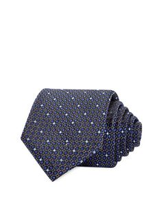 Классический шелковый галстук с медальоном в микроточку The Men&apos;s Store at Bloomingdale&apos;s, цвет Blue