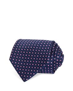 Классический шелковый галстук с квадратной сеткой The Men&apos;s Store at Bloomingdale&apos;s, цвет Blue