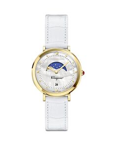 Часы Salvatore Logomania с фазой Луны, 36 мм Ferragamo, цвет White