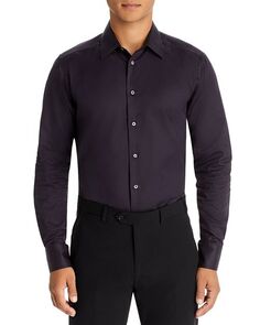 Классическая рубашка узкого кроя с узором «елочка» в тон Emporio Armani, цвет Black