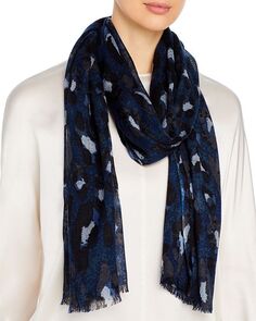 Шерстяной шарф с леопардовым принтом Bloomingdale&apos;s, цвет Blue Bloomingdales