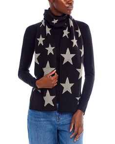 Двусторонний вязаный шарф со звездами AQUA, цвет Black