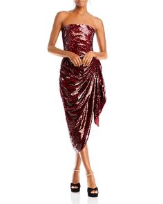 Платье Shea без бретелек с пайетками Cinq à Sept, цвет Red
