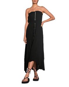 Платье макси без бретелек (высокое/низкое) Elan, цвет Black