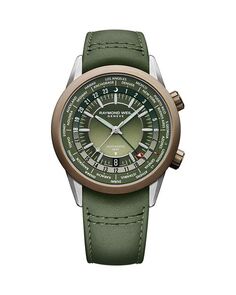 Часы Freelancer GMT Worldtimer, 41 мм Raymond Weil, цвет Green