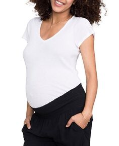 Приталенная футболка с Vee для беременных HATCH Collection, цвет White