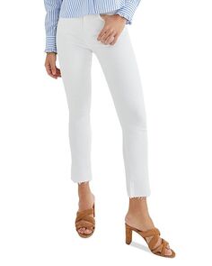 Белые укороченные расклешенные джинсы с высокой посадкой Carly Raw Hem Veronica Beard, цвет White