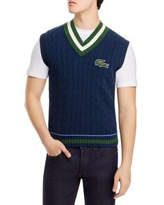 Классический жилет вязаной вязки Lacoste, цвет Blue