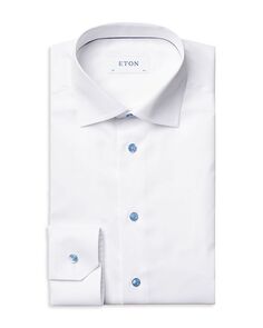 Классическая рубашка из твила приталенного кроя Eton, цвет White
