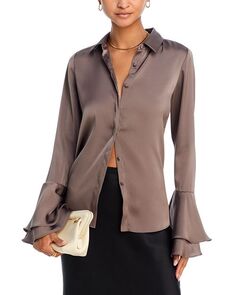 Атласная блузка на пуговицах Selma Derek Lam 10 Crosby, цвет Gray