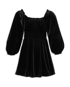 Бархатное платье с длинными рукавами для девочек, Little Kid, Big Kid AQUA, цвет Black