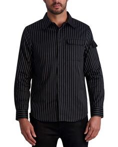 Рубашка из тканого материала приталенного кроя в полоску KARL LAGERFELD PARIS, цвет Black