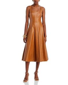 Свободное платье из искусственной кожи со швами Avec Les Filles, цвет Brown