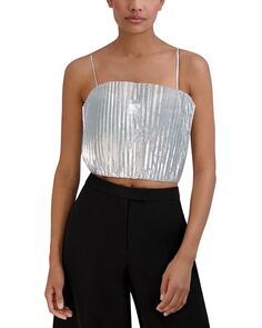 Лам&amp;;eacute; Плиссированный укороченный топ BCBGMAXAZRIA, цвет Silver