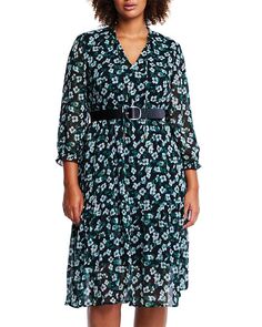 Платье миди с поясом Evergreen и цветочным принтом Estelle Plus, цвет Multi
