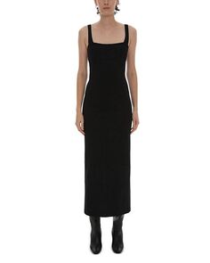 Хлопковое платье-понте с квадратным вырезом Helmut Lang, цвет Black