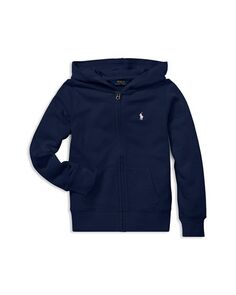 Толстовка на молнии из френч-терри для девочек — Little Kid Ralph Lauren, цвет Blue