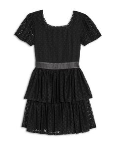 Двухуровневое платье для девочек с квадратным вырезом, Little Kid, Big Kid AQUA, цвет Black
