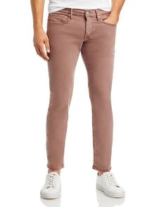 L&apos;Homme Узкие брюки из твила с начесом FRAME, цвет Pink
