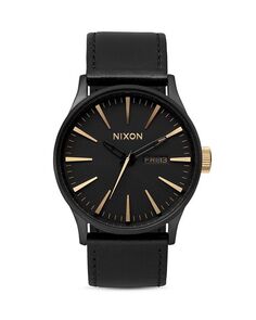 Кожаные часы Sentry, 42 мм Nixon, цвет Black