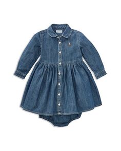Джинсовое платье с длинными рукавами для девочек и amp; Комплект шароваров - для малышей Ralph Lauren, цвет Blue