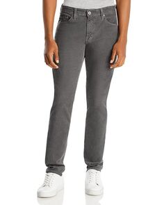 Вельветовые джинсы Tellis 32 дюйма узкого кроя с перекрестной решеткой AG, цвет Gray