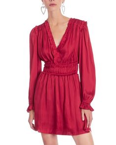 Платье с длинными рукавами и оборками The Kooples, цвет Red