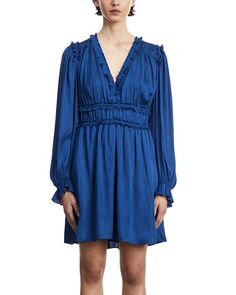 Платье с длинными рукавами и оборками The Kooples, цвет Blue