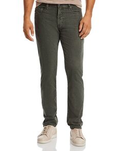 Вельветовые джинсы Tellis 32 дюйма узкого кроя с перекрестной решеткой AG, цвет Green