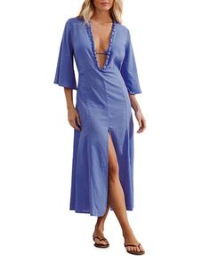 Платье для плавания Karlie Cotton с V-образным вырезом ViX, цвет Blue