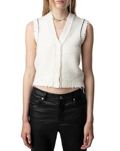 Кардиган без рукавов с пайетками Karry Zadig &amp; Voltaire, цвет Ivory/Cream