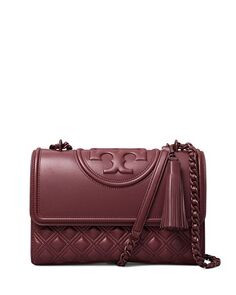 Стеганая кожаная сумка через плечо Fleming Convertible Tory Burch, цвет Red