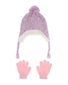 Разноцветная шапка для девочек и усилитель; Комплект перчаток - Big Kid Capelli, цвет Pink
