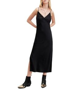 Платье Immy с V-образным вырезом ALLSAINTS, цвет Black