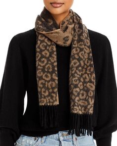 Кашемировый шарф с леопардовым принтом C by Bloomingdale&apos;s Cashmere, цвет Tan/Beige