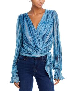 Текстурная блузка Anya цвета металлик Ramy Brook, цвет Blue