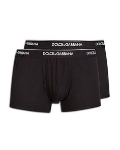 Трусы-боксеры стандартного кроя из смеси хлопка с логотипом на поясе, набор из двух штук Dolce &amp; Gabbana, цвет Black
