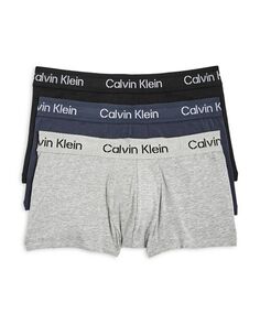 Хлопковые эластичные плавки с низкой посадкой и трафаретным логотипом на поясе, упаковка из 3 шт. Calvin Klein, цвет Multi