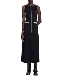Трикотажное платье миди без рукавов Naima Sandro, цвет Black