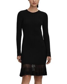 Вязаное платье Teagan с прозрачным подолом REISS, цвет Black