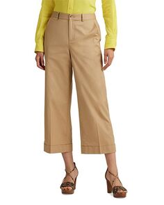 Укороченные широкие брюки с высокой посадкой Ralph Lauren, цвет Tan/Beige