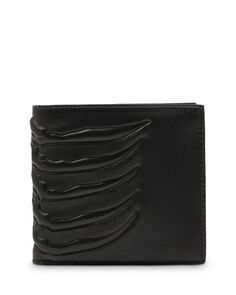 Двойной кожаный кошелек с тиснением Ribcage Alexander McQUEEN, цвет Black