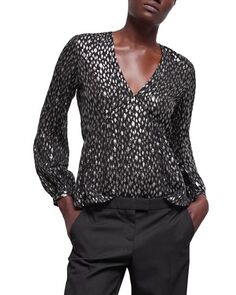Сверкающая блузка с леопардовым принтом The Kooples, цвет Silver