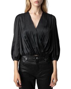 Укороченный топ с запахом Zadig &amp; Voltaire, цвет Black