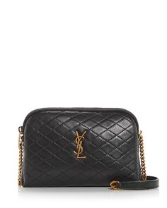 Стеганая кожаная сумка через плечо Gaby Saint Laurent, цвет Black