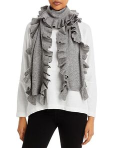 Шарф с рюшами C by Bloomingdale&apos;s Cashmere, цвет Gray