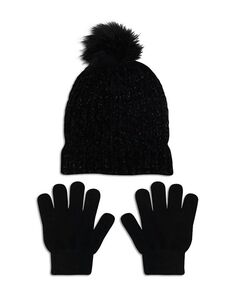 Шляпа в крапинку с эффектом металлик для девочек и amp; Комплект перчаток - Big Kid Capelli, цвет Black