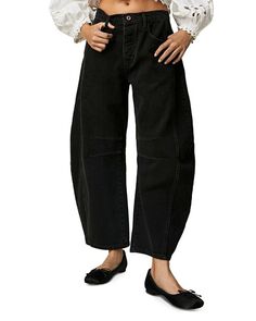 Укороченные широкие джинсы с высокой посадкой Lucky You в цвете Soundwaves Free People, цвет Black
