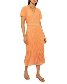 Плиссированное платье-миди Misook, цвет Orange