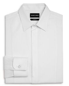 Рубашка под смокинг узкого кроя с нагрудником спереди Emporio Armani, цвет White